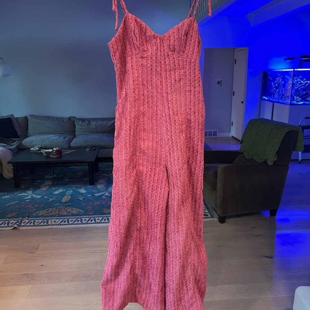Pink sparkly overalls with pockets